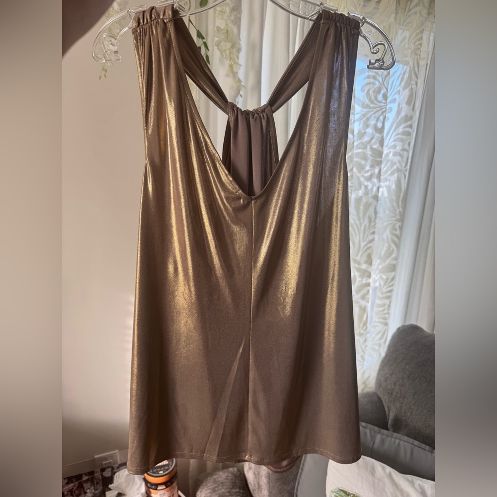 Gold Metallic Twist-back Top